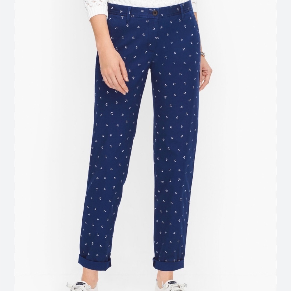 TALBOTS Relaxed Chinos Anchor Print Pants 8